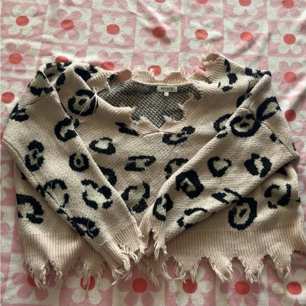Miracle Beige and Black Leopard Sweater